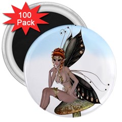 Fairy Sitting On A Mushroom 3  Button Magnet (100 Pack) by goldenjackal