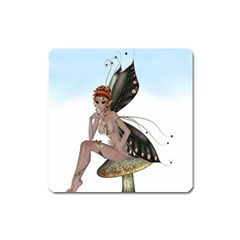 Fairy Sitting On A Mushroom Magnet (square) by goldenjackal