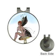 Fairy Sitting On A Mushroom Hat Clip With Golf Ball Marker by goldenjackal