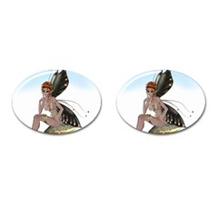 Fairy Sitting On A Mushroom Cufflinks (oval)