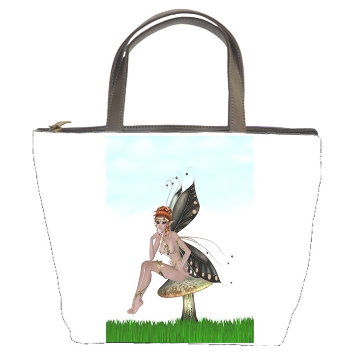 Fairy Sitting On A Mushroom Bucket Handbag