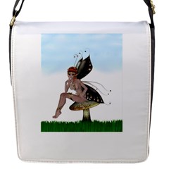 Fairy Sitting On A Mushroom Flap Closure Messenger Bag (small) by goldenjackal