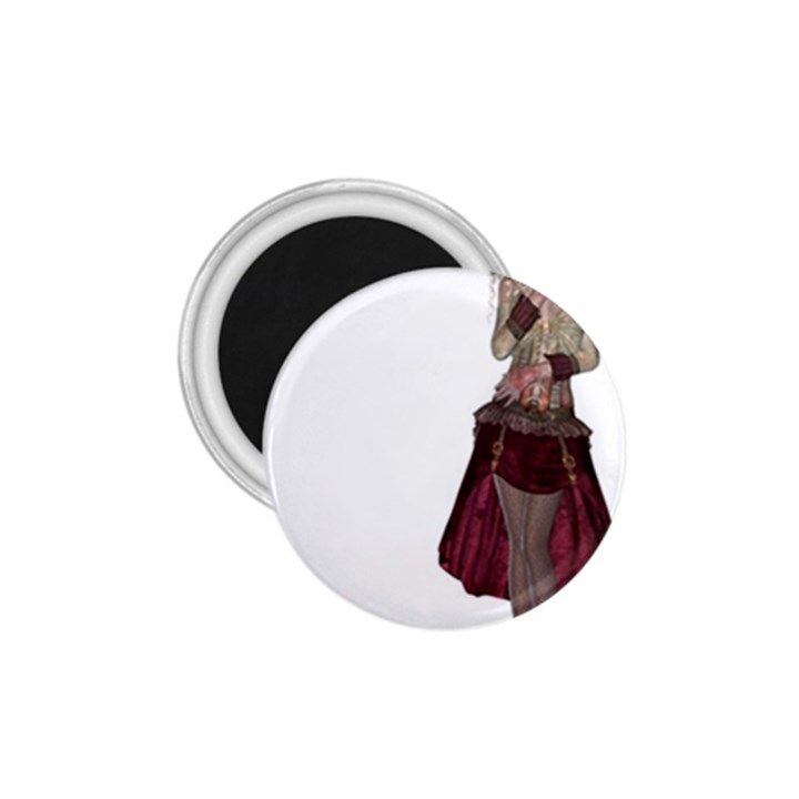 Steampunk Style Girl Wearing Red Dress 1.75  Button Magnet