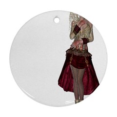 Steampunk Style Girl Wearing Red Dress Round Ornament