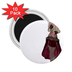 Steampunk Style Girl Wearing Red Dress 2 25  Button Magnet (10 Pack)