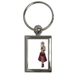 Steampunk Style Girl Wearing Red Dress Key Chain (Rectangle) Front