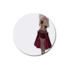 Steampunk Style Girl Wearing Red Dress Drink Coaster (round) by goldenjackal