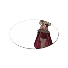 Steampunk Style Girl Wearing Red Dress Sticker (oval) by goldenjackal