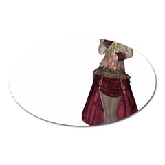 Steampunk Style Girl Wearing Red Dress Magnet (oval) by goldenjackal