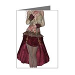 Steampunk Style Girl Wearing Red Dress Mini Greeting Card Left