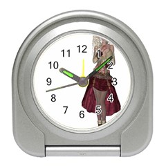 Steampunk Style Girl Wearing Red Dress Desk Alarm Clock by goldenjackal