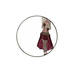 Steampunk Style Girl Wearing Red Dress Golf Ball Marker 4 Pack (for Hat Clip) by goldenjackal