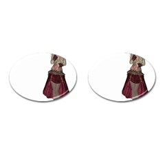 Steampunk Style Girl Wearing Red Dress Cufflinks (oval)