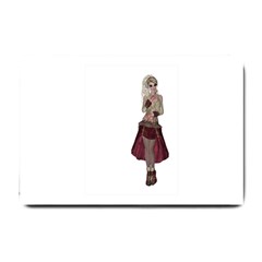 Steampunk Style Girl Wearing Red Dress Small Door Mat by goldenjackal