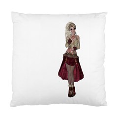 Steampunk Style Girl Wearing Red Dress Cushion Case (two Sided)  by goldenjackal