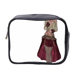 Steampunk Style Girl Wearing Red Dress Mini Travel Toiletry Bag (two Sides) by goldenjackal