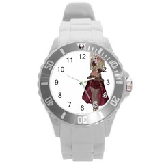 Steampunk Style Girl Wearing Red Dress Plastic Sport Watch (large) by goldenjackal