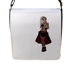 Steampunk Style Girl Wearing Red Dress Flap Closure Messenger Bag (large)