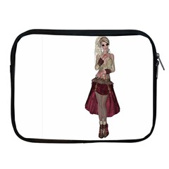 Steampunk Style Girl Wearing Red Dress Apple Ipad Zippered Sleeve by goldenjackal