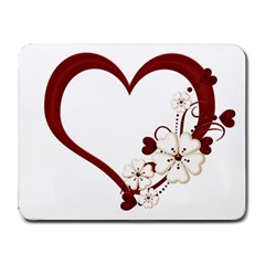 Red Love Heart With Flowers Romantic Valentine Birthday Small Mouse Pad (rectangle) by goldenjackal