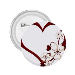 Red Love Heart With Flowers Romantic Valentine Birthday 2 25  Button by goldenjackal