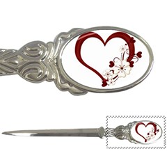 Red Love Heart With Flowers Romantic Valentine Birthday Letter Opener by goldenjackal