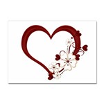 Red Love Heart With Flowers Romantic Valentine Birthday A4 Sticker 10 Pack Front