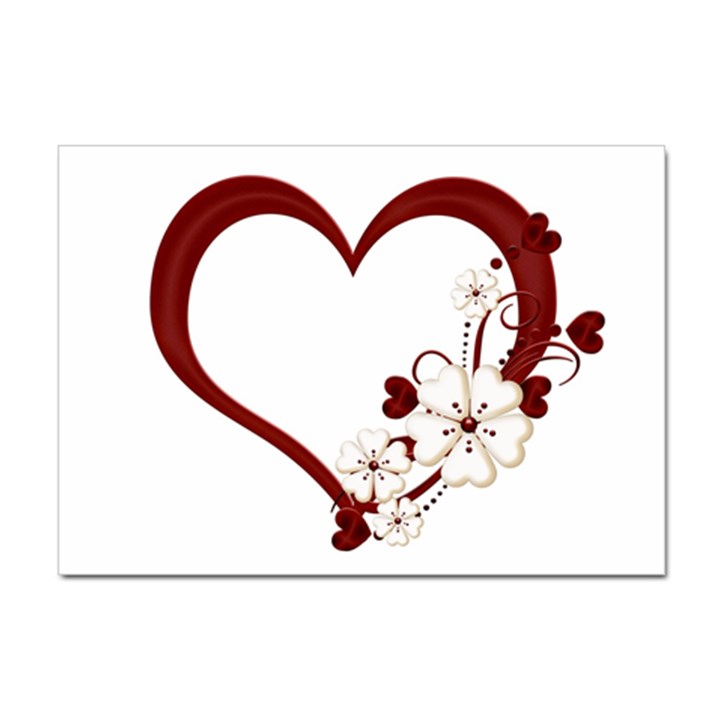 Red Love Heart With Flowers Romantic Valentine Birthday A4 Sticker 10 Pack