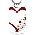 Red Love Heart With Flowers Romantic Valentine Birthday Dog Tag (Two-sided)  Front