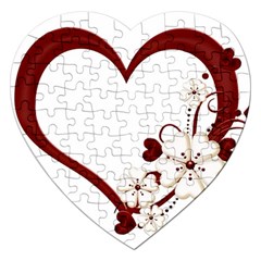 Red Love Heart With Flowers Romantic Valentine Birthday Jigsaw Puzzle (heart) by goldenjackal