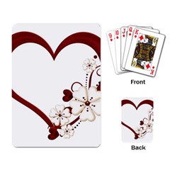 Red Love Heart With Flowers Romantic Valentine Birthday Playing Cards Single Design by goldenjackal