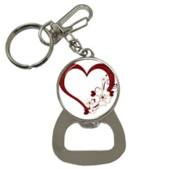 Red Love Heart With Flowers Romantic Valentine Birthday Bottle Opener Key Chain by goldenjackal