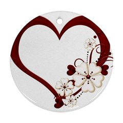 Red Love Heart With Flowers Romantic Valentine Birthday Round Ornament (two Sides) by goldenjackal