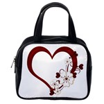 Red Love Heart With Flowers Romantic Valentine Birthday Classic Handbag (One Side) Front