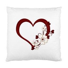 Red Love Heart With Flowers Romantic Valentine Birthday Cushion Case (single Sided)  by goldenjackal