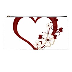 Red Love Heart With Flowers Romantic Valentine Birthday Pencil Case