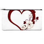 Red Love Heart With Flowers Romantic Valentine Birthday Pencil Case Front