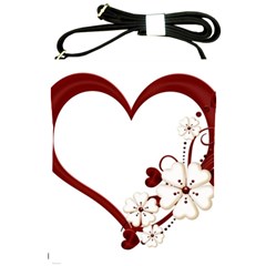 Red Love Heart With Flowers Romantic Valentine Birthday Shoulder Sling Bag by goldenjackal