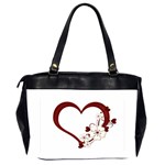 Red Love Heart With Flowers Romantic Valentine Birthday Oversize Office Handbag (Two Sides) Back