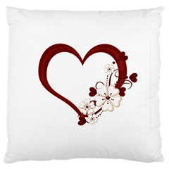 Red Love Heart With Flowers Romantic Valentine Birthday Large Cushion Case (single Sided) 