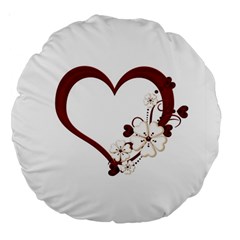 Red Love Heart With Flowers Romantic Valentine Birthday 18  Premium Round Cushion  by goldenjackal