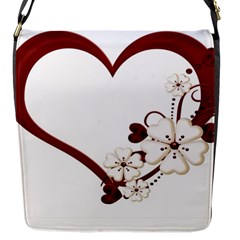 Red Love Heart With Flowers Romantic Valentine Birthday Flap Closure Messenger Bag (small) by goldenjackal