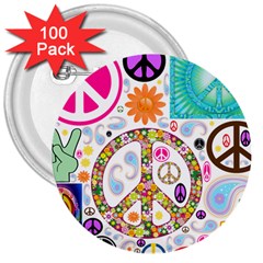 Peace Collage 3  Button (100 Pack)