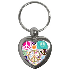 Peace Collage Key Chain (heart) by StuffOrSomething