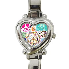 Peace Collage Heart Italian Charm Watch  by StuffOrSomething