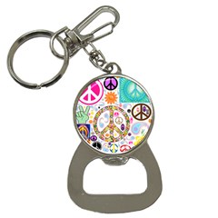 Peace Collage Bottle Opener Key Chain