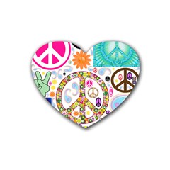 Peace Collage Drink Coasters 4 Pack (heart) 