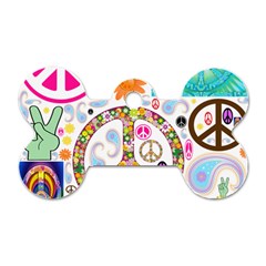 Peace Collage Dog Tag Bone (two Sided)