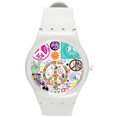 Peace Collage Plastic Sport Watch (medium)