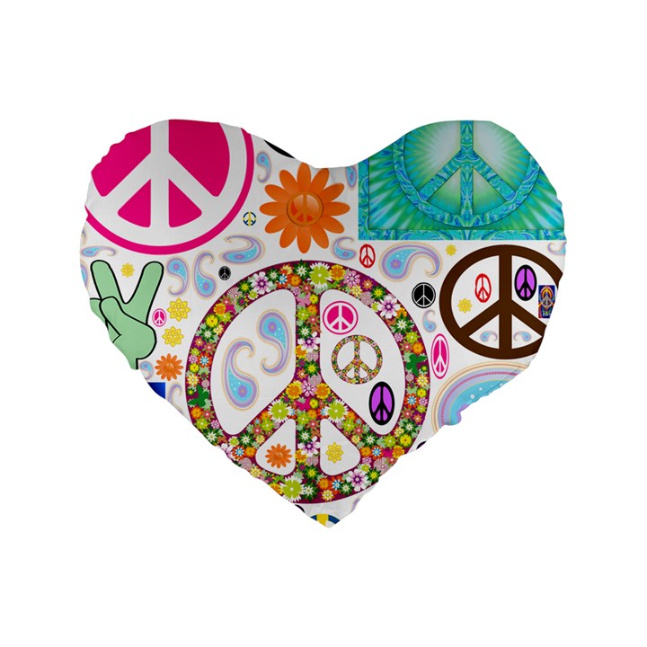 Peace Collage 16  Premium Heart Shape Cushion 